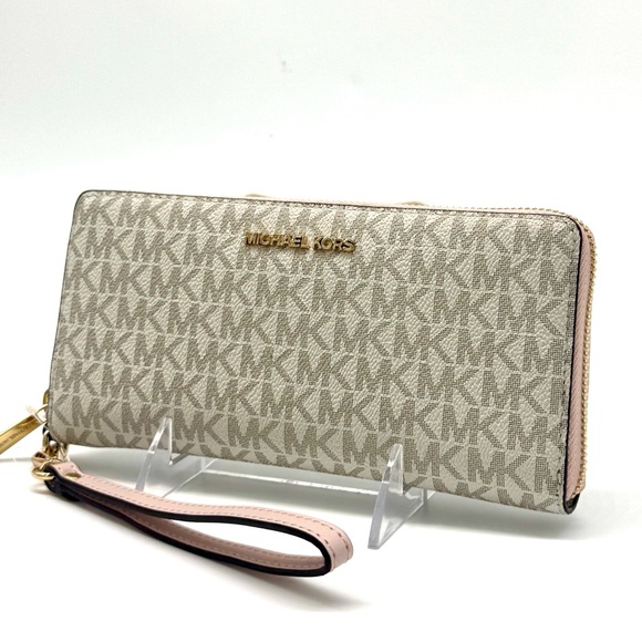 Michael Kors Large Jet Set Travel Signature Continental Wallet Wristlet Black - Picture 1 of 8